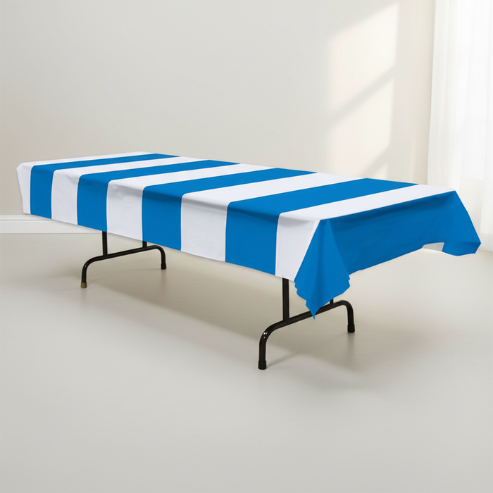 Blue White Stripe Tablecloth Neutral Background