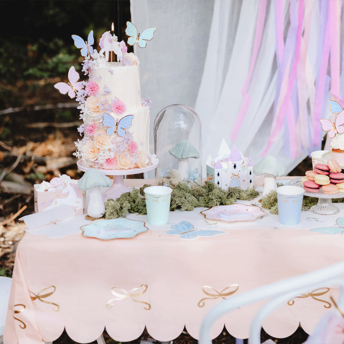 Blush Pink and Gold Bow Paper Table Cover - 180cm x 120cm