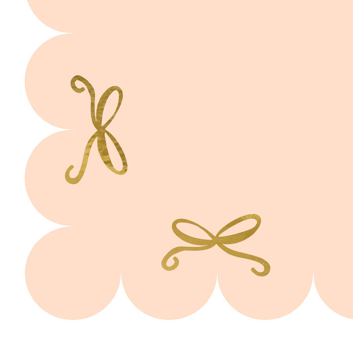 Blush Pink and Gold Bow Paper Table Cover - 180cm x 120cm
