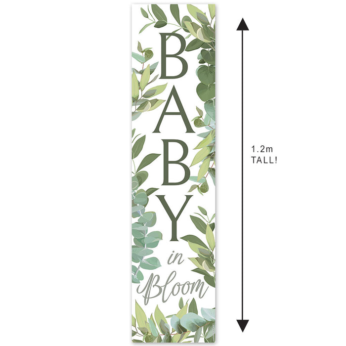 Botanical Baby Shower Baby in Bloom Portrait Banner - 30cm x 120cm