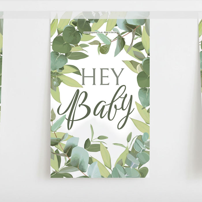 Botanical Baby Shower Hey Baby Paper Bunting Decoration - 2.4m