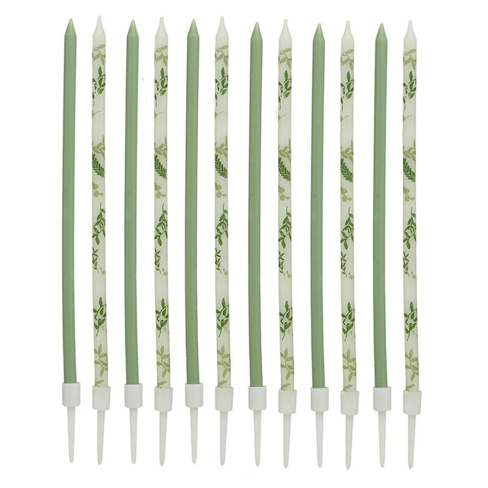 Botanical Leaf Tall Skinny Candles - Pack of 12