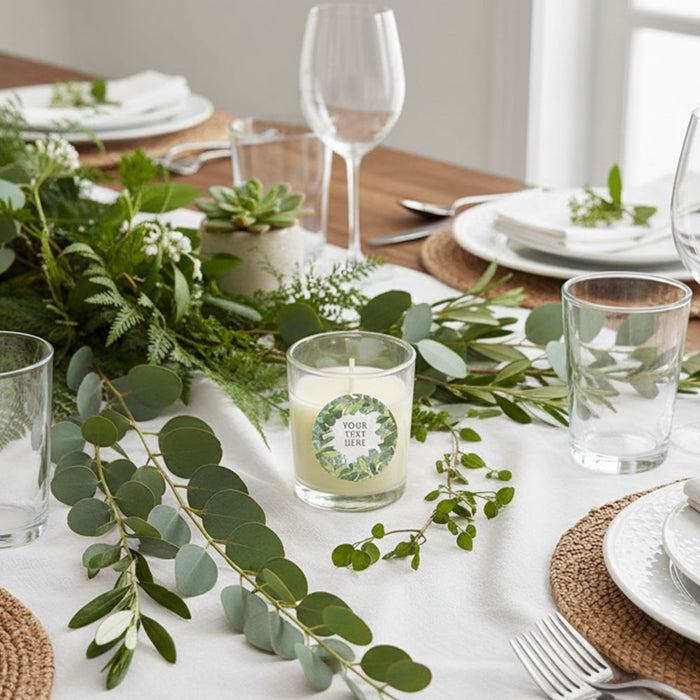 Botanical Leaves Personalised Unscented Candle In Glass Holder - 6.5cm
