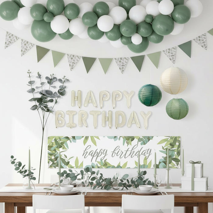 Botanical Sage Green Happy Birthday Decoration Party Pack