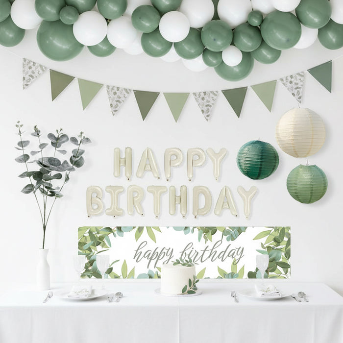 Botanical Sage Green Happy Birthday Decoration Party Pack