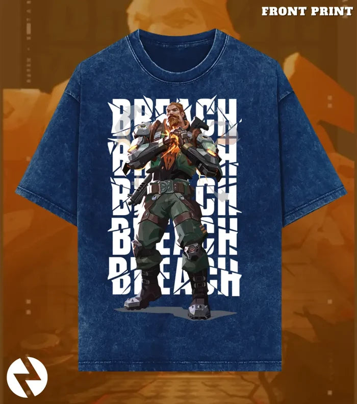 Breach – Earthshaker Valorant Acid Wash Tee | Bold Gamer Streetwear - Valorant