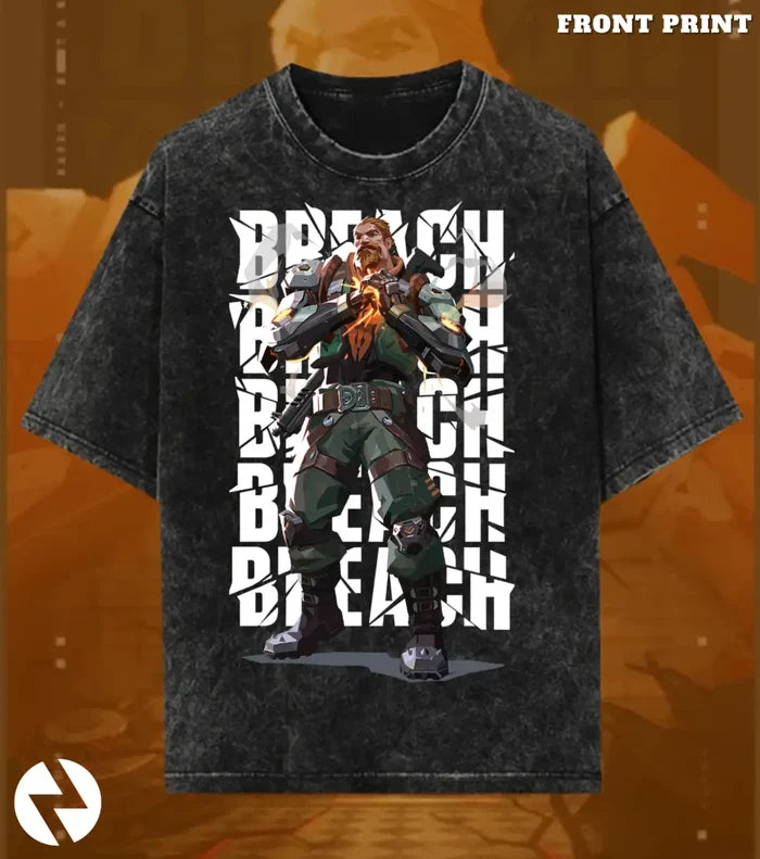 Breach – Earthshaker Valorant Acid Wash Tee | Bold Gamer Streetwear - Valorant