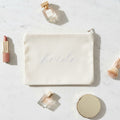 Bride Embroidered Cotton Zip Pouch Bag