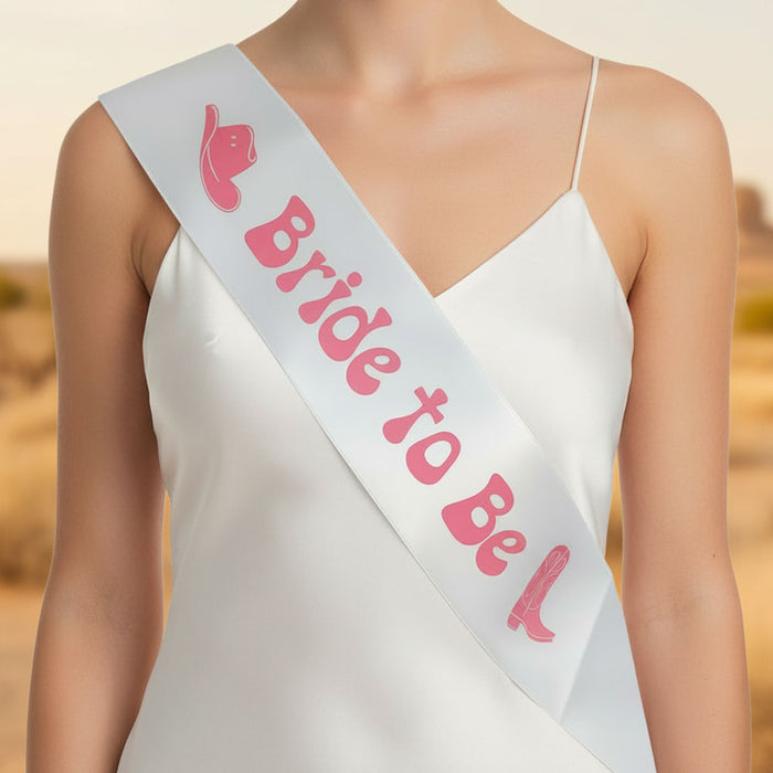Bride to Be Pink Cowgirl Hen Party Sash - 100mm