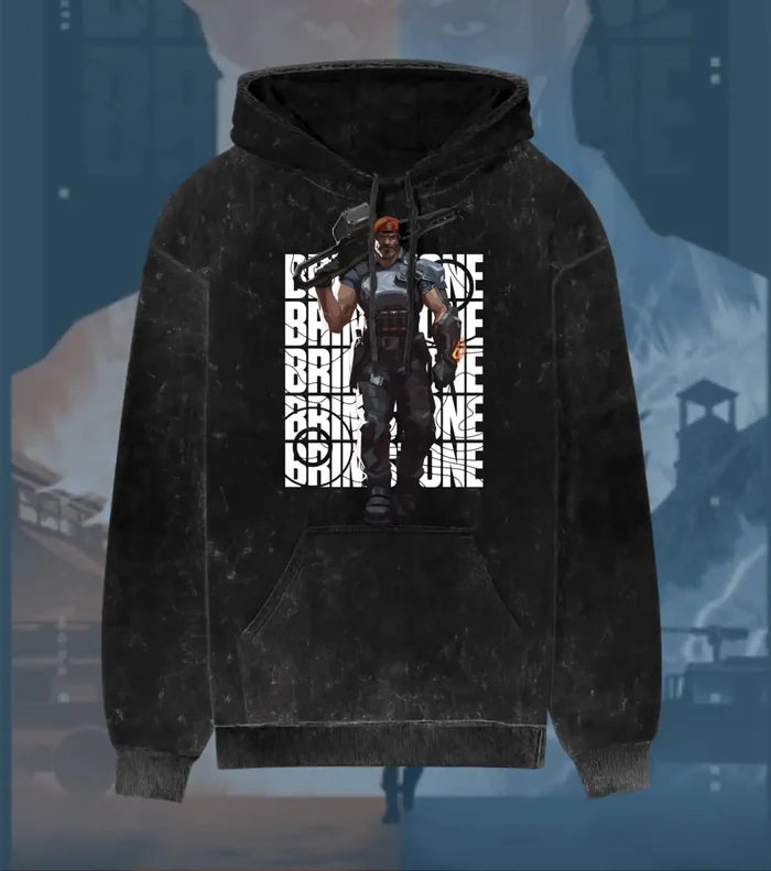 Brimstone – Commanding Fire Valorant Acid Wash Hoodie | Premium Gamer Streetwear - Black / XS - Valorant