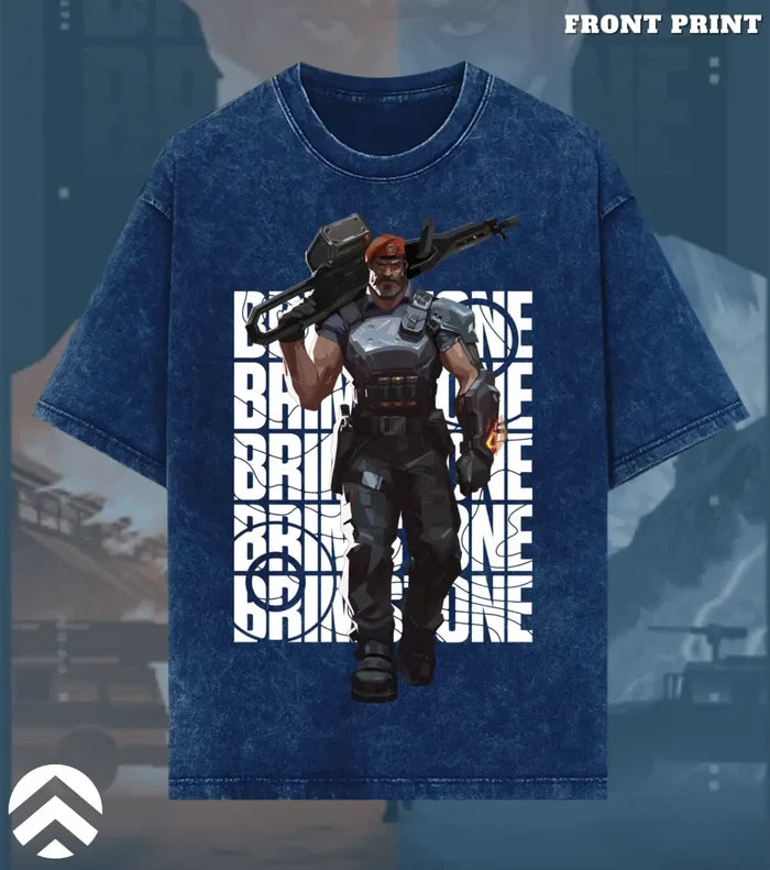 Brimstone – Commanding Fire Valorant Acid Wash Tee | Bold Gamer Streetwear - Valorant
