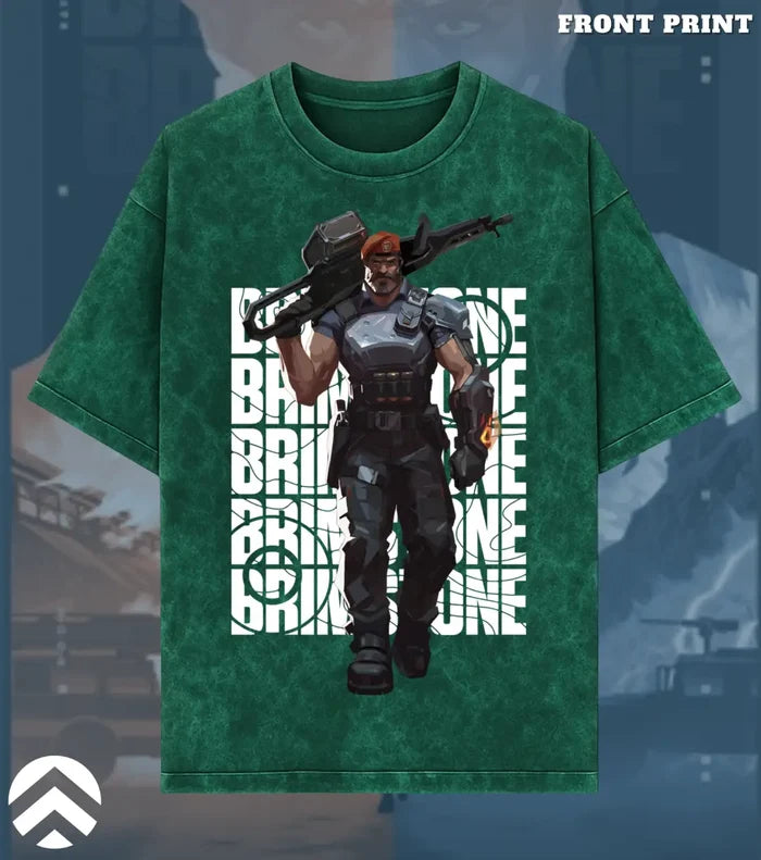 Brimstone – Commanding Fire Valorant Acid Wash Tee | Bold Gamer Streetwear - Valorant