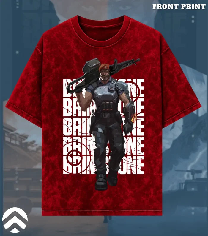 Brimstone – Commanding Fire Valorant Acid Wash Tee | Bold Gamer Streetwear - Valorant