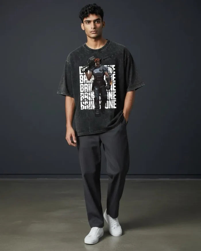 Brimstone – Commanding Fire Valorant Acid Wash Tee | Bold Gamer Streetwear - Black / XS - Valorant