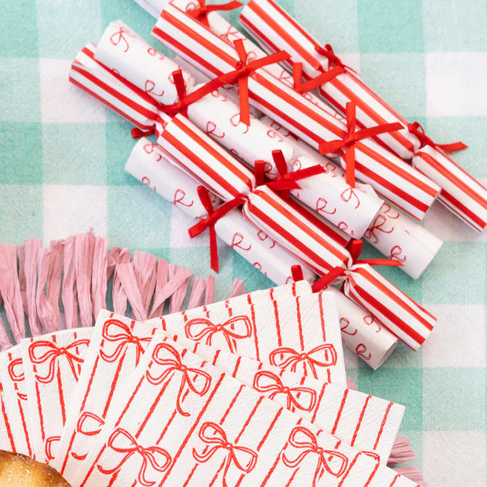 Candy Bow Saucer Mini Christmas Crackers - 8 Pack