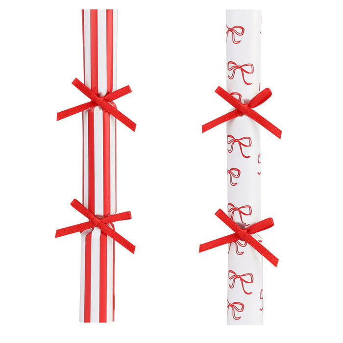Candy Bow Saucer Mini Christmas Crackers - 8 Pack