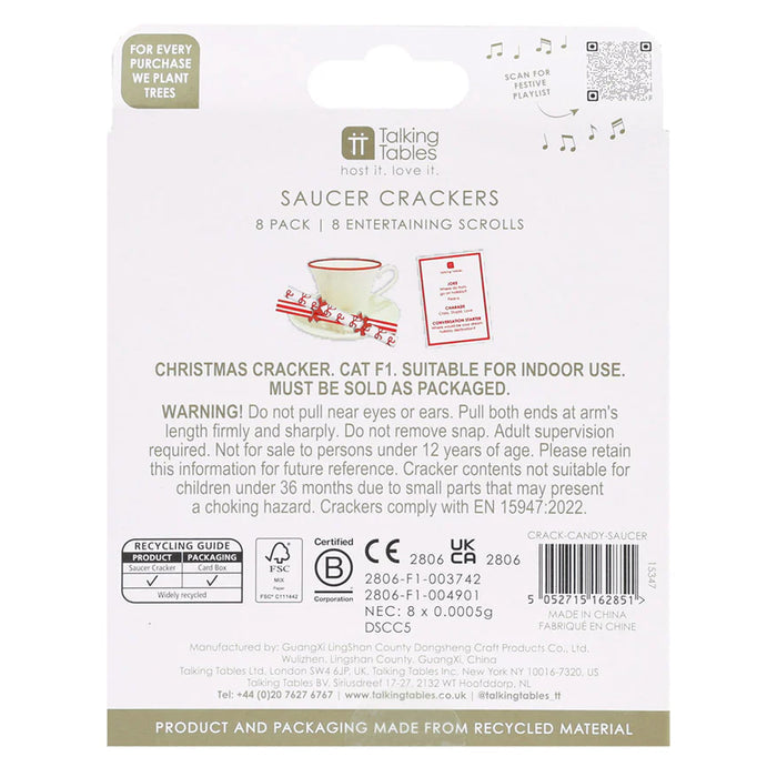 Candy Bow Saucer Mini Christmas Crackers - 8 Pack