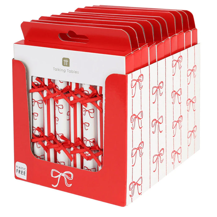 Candy Bow Saucer Mini Christmas Crackers - 8 Pack