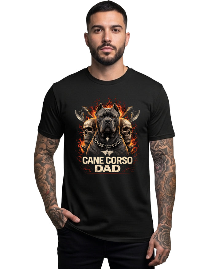 Cane Corso Dad Graphic Tee | Black | Direct-to-Garment Print | Bella Canvas 3001