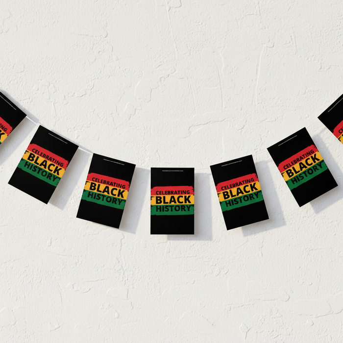 Celebrating Black History Bunting Draped on Wall with Light and Shade