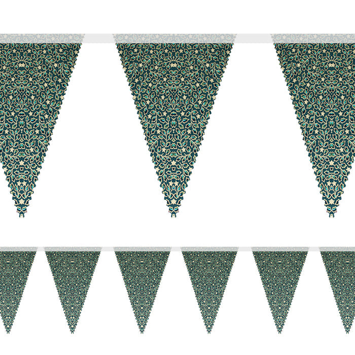 Christmas Holly & Gold Star Fabric Bunting - 4m