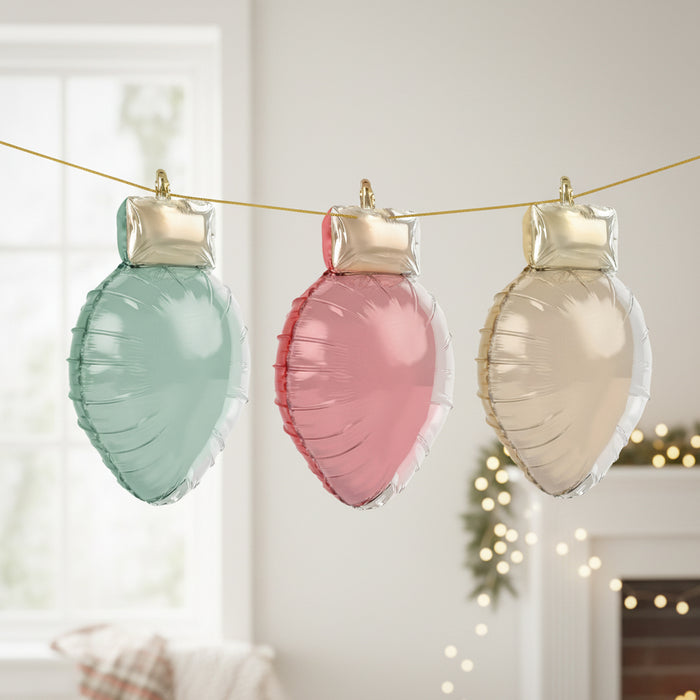 Christmas Light Bulb Foil Balloons - 21" - Pack of 3