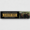 Graduation Banner on White Brick Wall