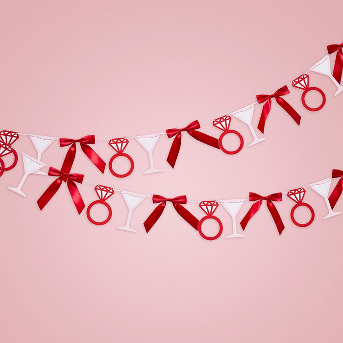 Cocktails, Rings & Satin Bow Garland Decoration - 2m