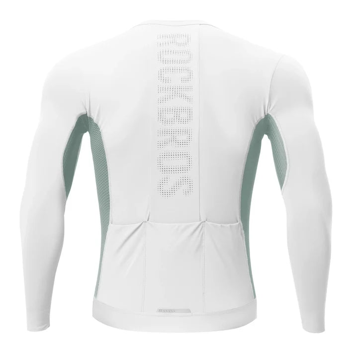 ROCKBROS cycling jersey long sleeve breathable 3 pocket#Color_White