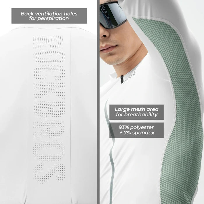 ROCKBROS cycling jersey long sleeve breathable 3 pocket#Color_White