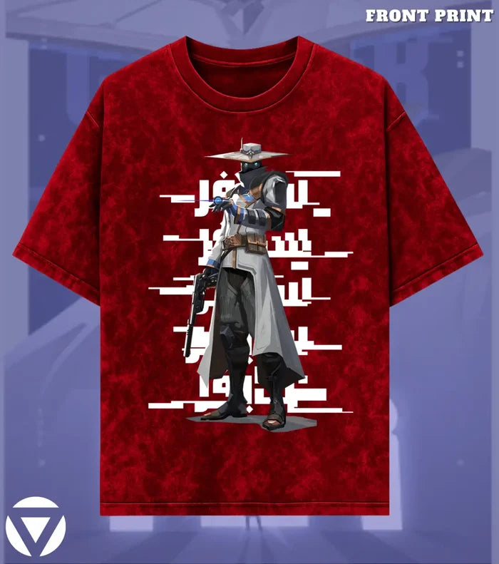 Cypher – Silent Watch Valorant Acid Wash Tee | Bold Gamer Streetwear - Valorant