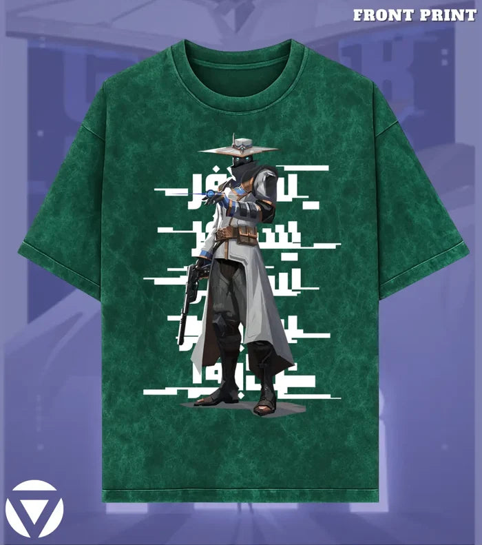 Cypher – Silent Watch Valorant Acid Wash Tee | Bold Gamer Streetwear - Valorant