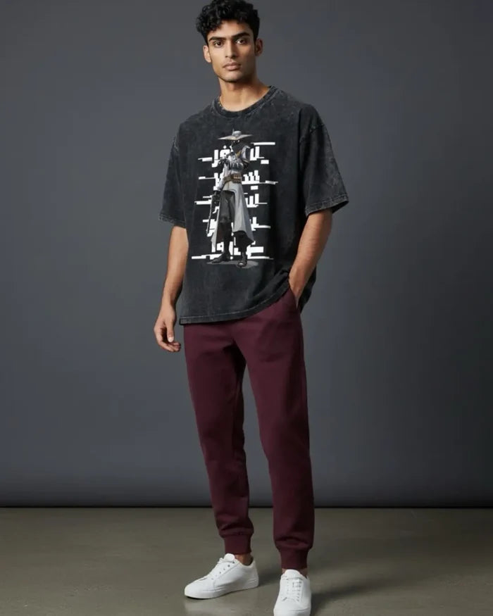 Cypher – Silent Watch Valorant Acid Wash Tee | Bold Gamer Streetwear - Black / XS - Valorant