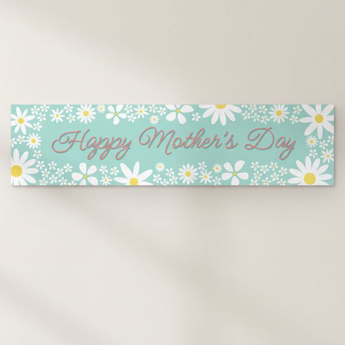 Daisy Light Teal Happy Mother's Day Banner - 120cm x 30cm