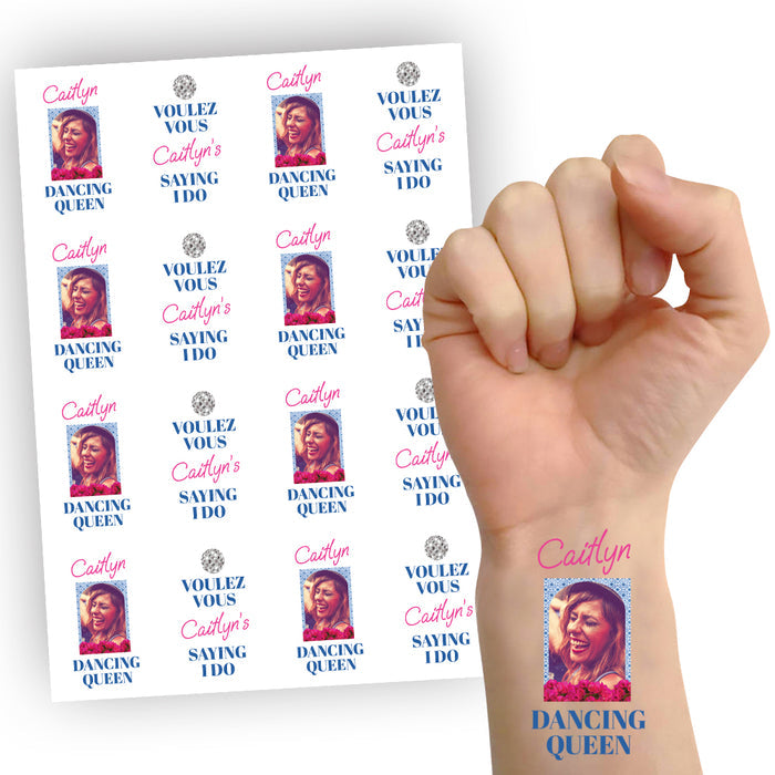 Dancing Queen Personalised Photo Temporary Tattoos - Pack of 16