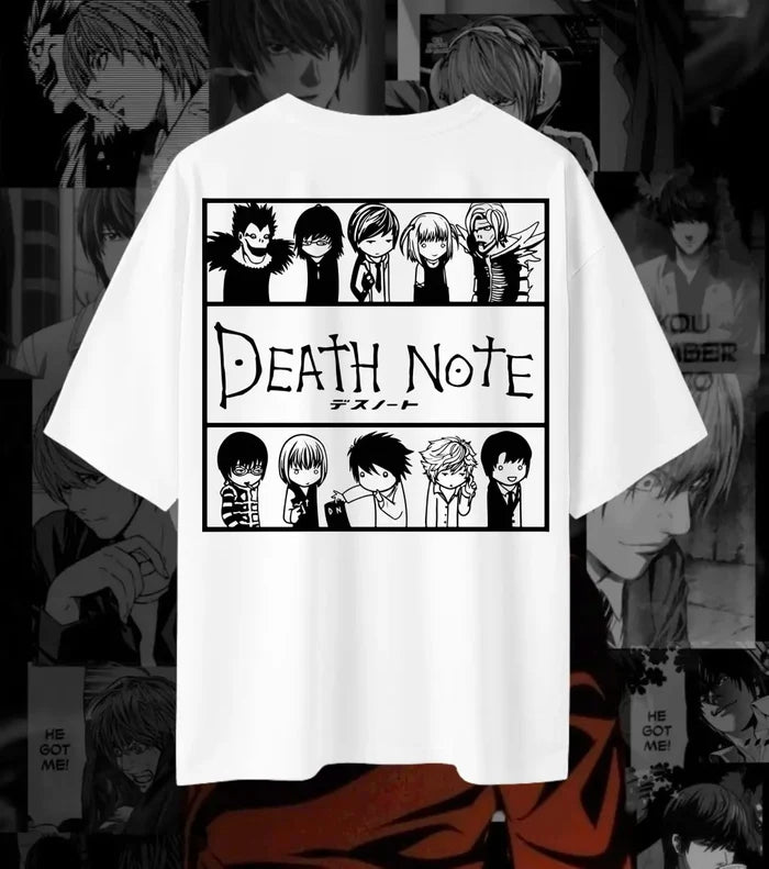 Death Note Chibi Characters Dual Print Oversized T-Shirt | 240 GSM Premium Anime Tee - 180GSM / S - Death Note