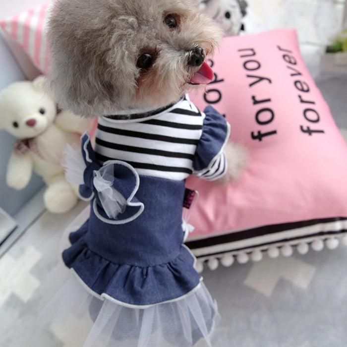 Denim Skirt, Bow Princess Mesh Tutu Dog Skirt