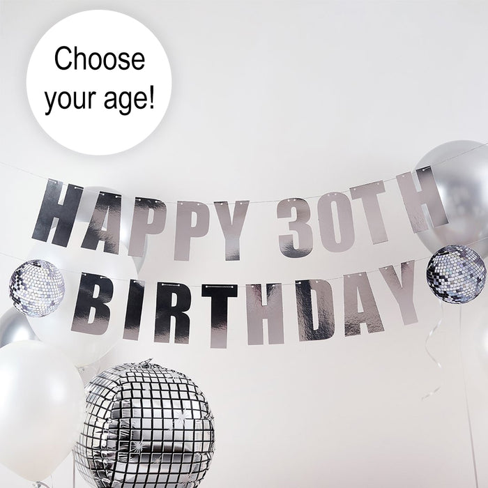 Disco Customisable Milestone Birthday Card Banner - 2m