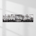 Happy New Year banner with disco-ball lighting