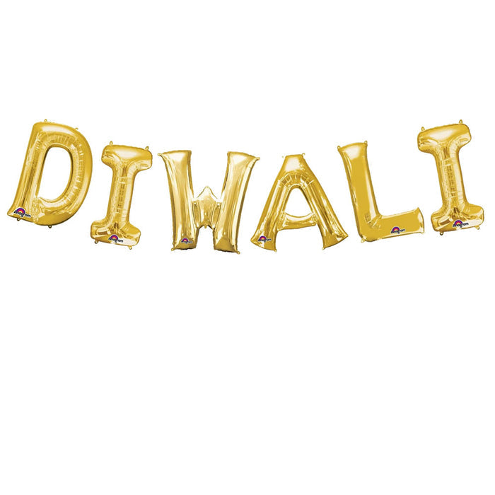 Diwali Gold Air-Fill Letter Foil Balloons - 16"