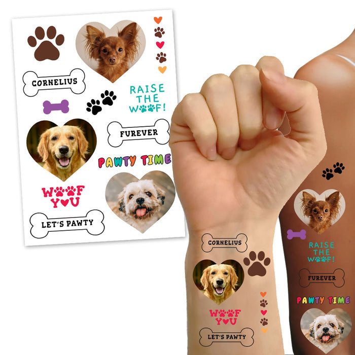 Dog Birthday Party Personalised Temporary Tattoos - Pack of 13