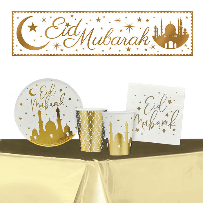 Eid Mubarak Tableware Pack for 8 People With FREE Banner Decoration!