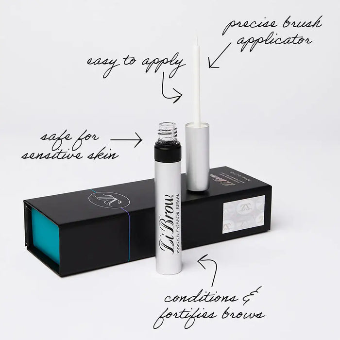 Eyebrow serum with precise brush applicator, conditions & fortifies brows, safe for sensitive skin