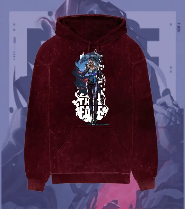 Fade – Nightmare’s Embrace Valorant Acid Wash Hoodie | Premium Gamer Streetwear - Maroon / XS - Valorant