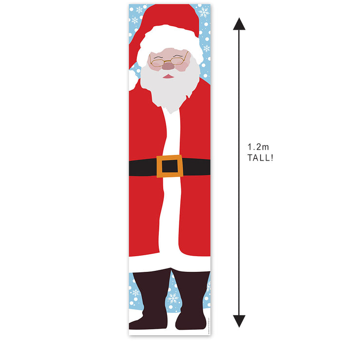 Santa Claus growth chart with measurement details on a white background