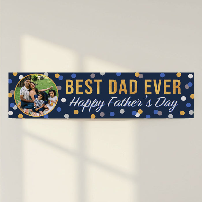 Father's Day Navy Dots Personalised Banner - 120cm x 30cm