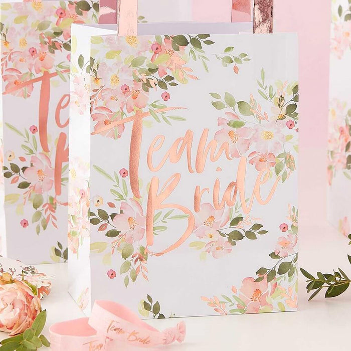 Floral Team Bride Hen Party Bags - Pack of 5