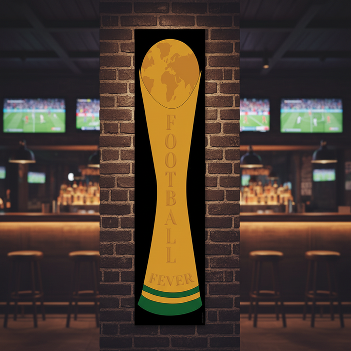 Football Fever Trophy Banner in Sports Bar