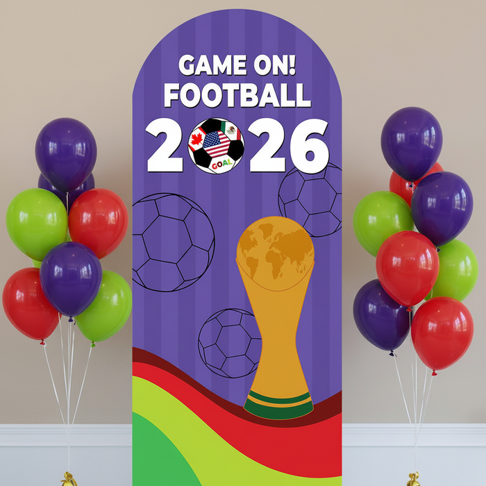 Football 2026 Sailboard with Purple Lime Red Balloons