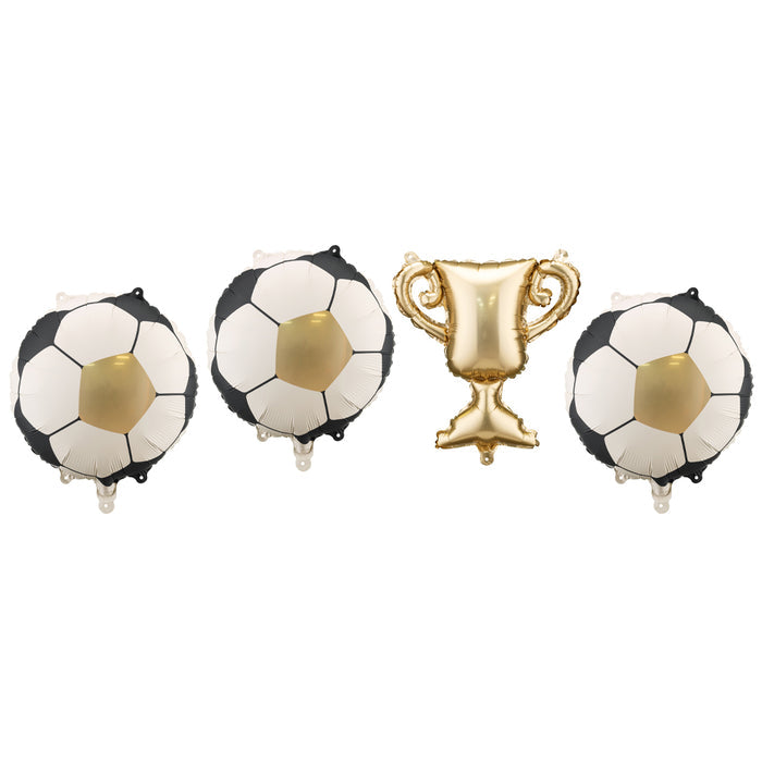 Footballs and Trophy Foil Balloons Set - 16.5" - Pack of 4